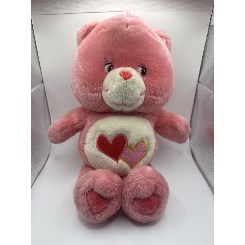 2002 Love-a-Lot Bear Care Bears Pink Hearts Plush Toy 13" Inch Vintage TCFC